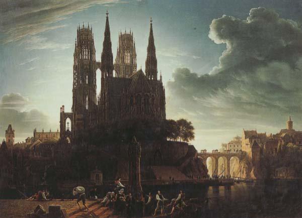 Karl friedrich schinkel Gothic Cathedral by the Waterside (mk450 oil painting image